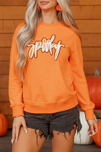 Spooky Graphic Halloween Crew Neck Sweatshirt