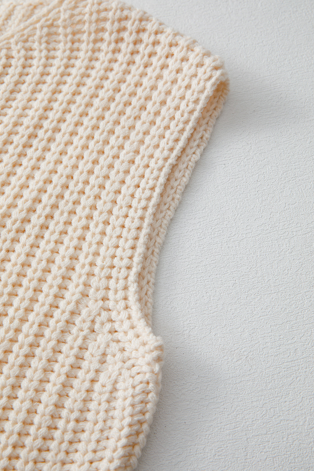 White Chunky Knit Button Front Sweater Vest Women