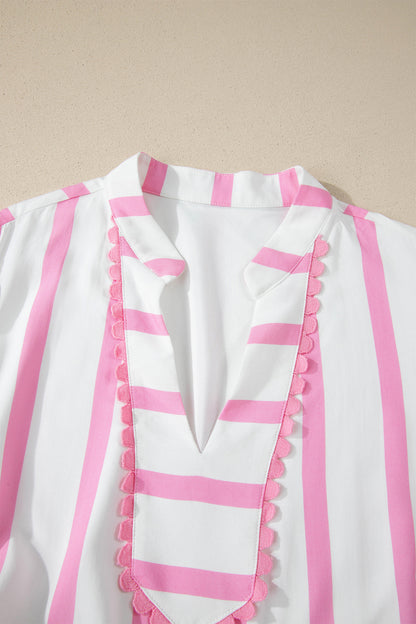 Stripe Maxi Dress Women Plus Size Tiered Puff Sleeve