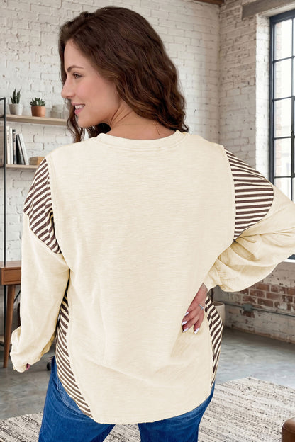 Women's Western Cowgirl Graphic Striped Sleeve Sweatshirt