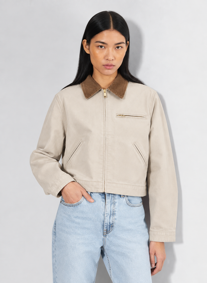 Women's Cropped Barn Jacket Vintage Workwear Zip