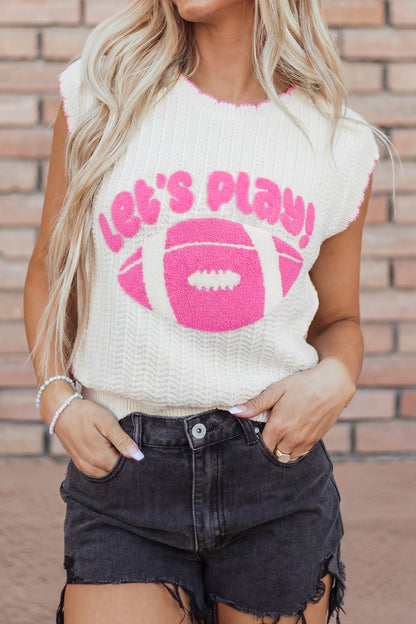 Lets Play Textured Knit Rugby Pattern Sweater Vest Game Day
