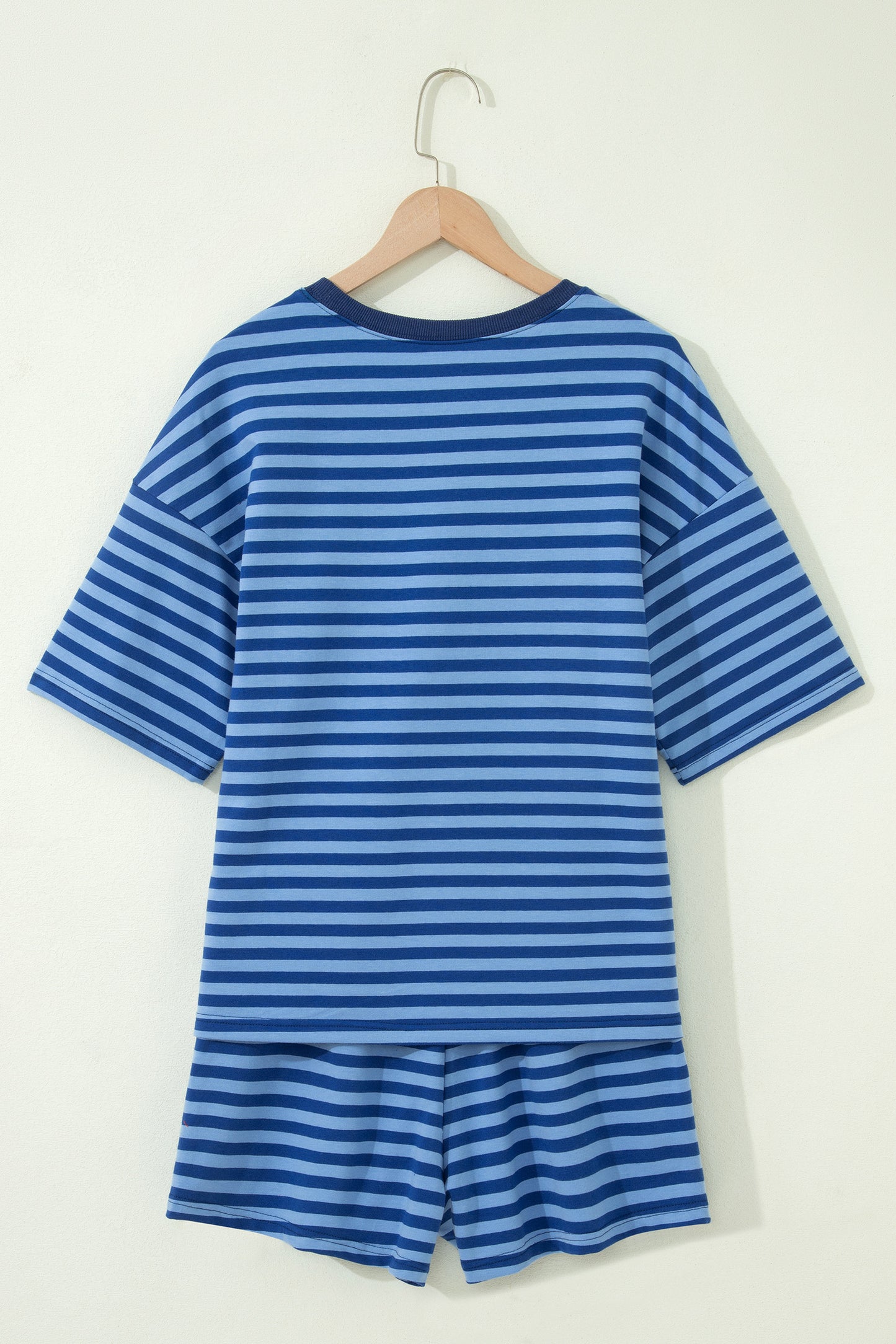 Green Striped Cotton Shorts Set Lounge Outfit