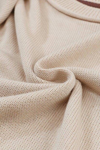 Colorblock Bishop Sleeve Ribbed Knit Sweater