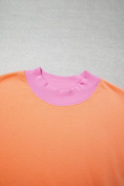 Contrast Trim Relaxed Fit Plus Size Sweatshirt