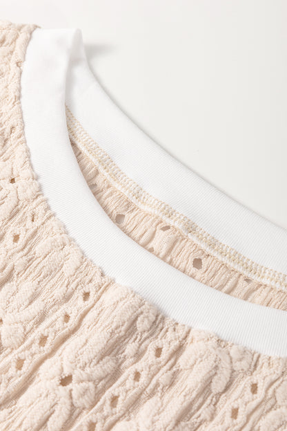 Oatmeal Floral Eyelet Embroidered Sleeveless Top