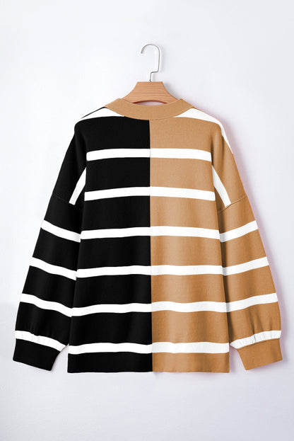 Neutral Colorblock Knit Sweater – Oversized Pullover