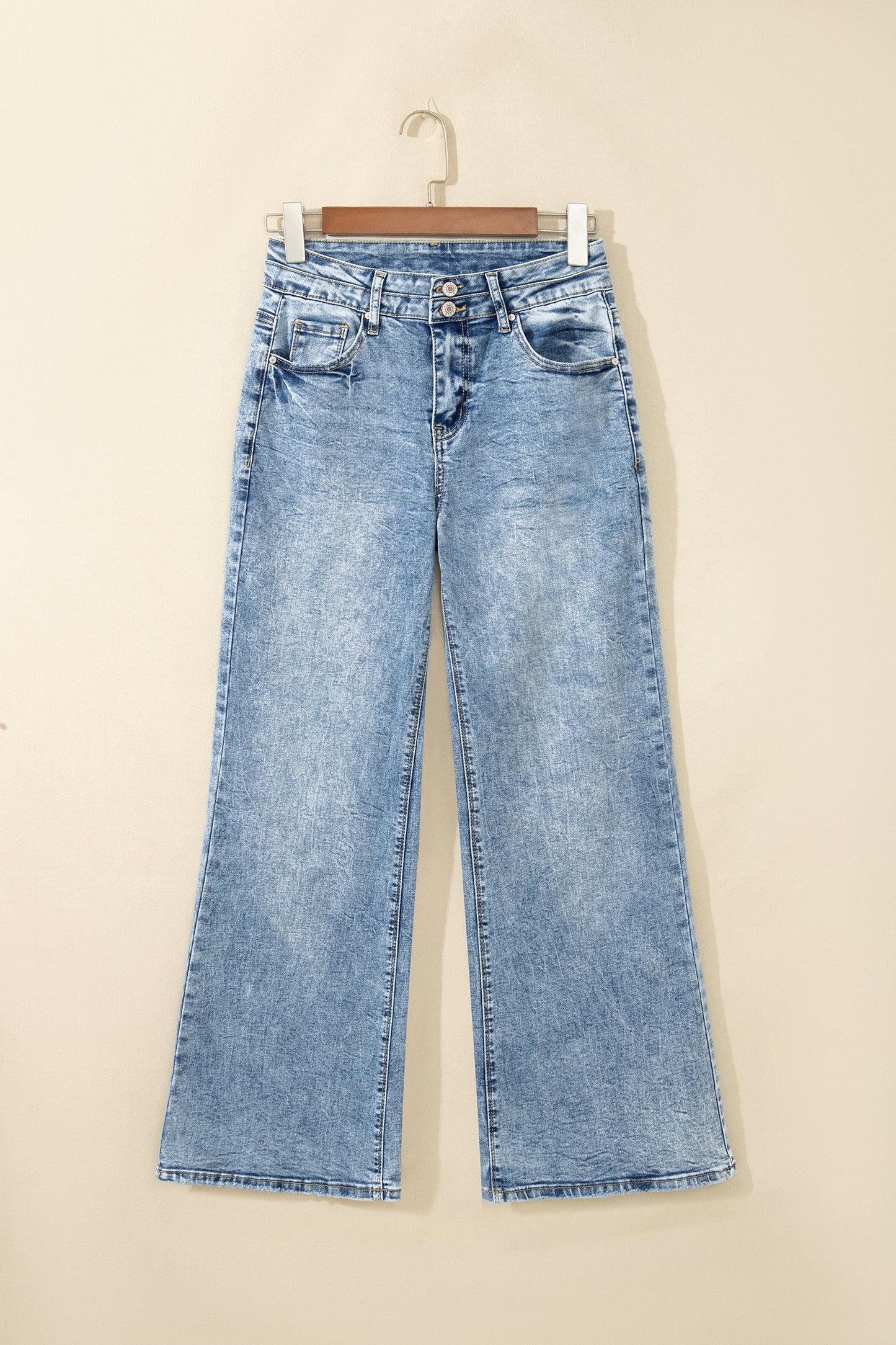 Western Light Wash High Waist Wide Leg Denim Jeans