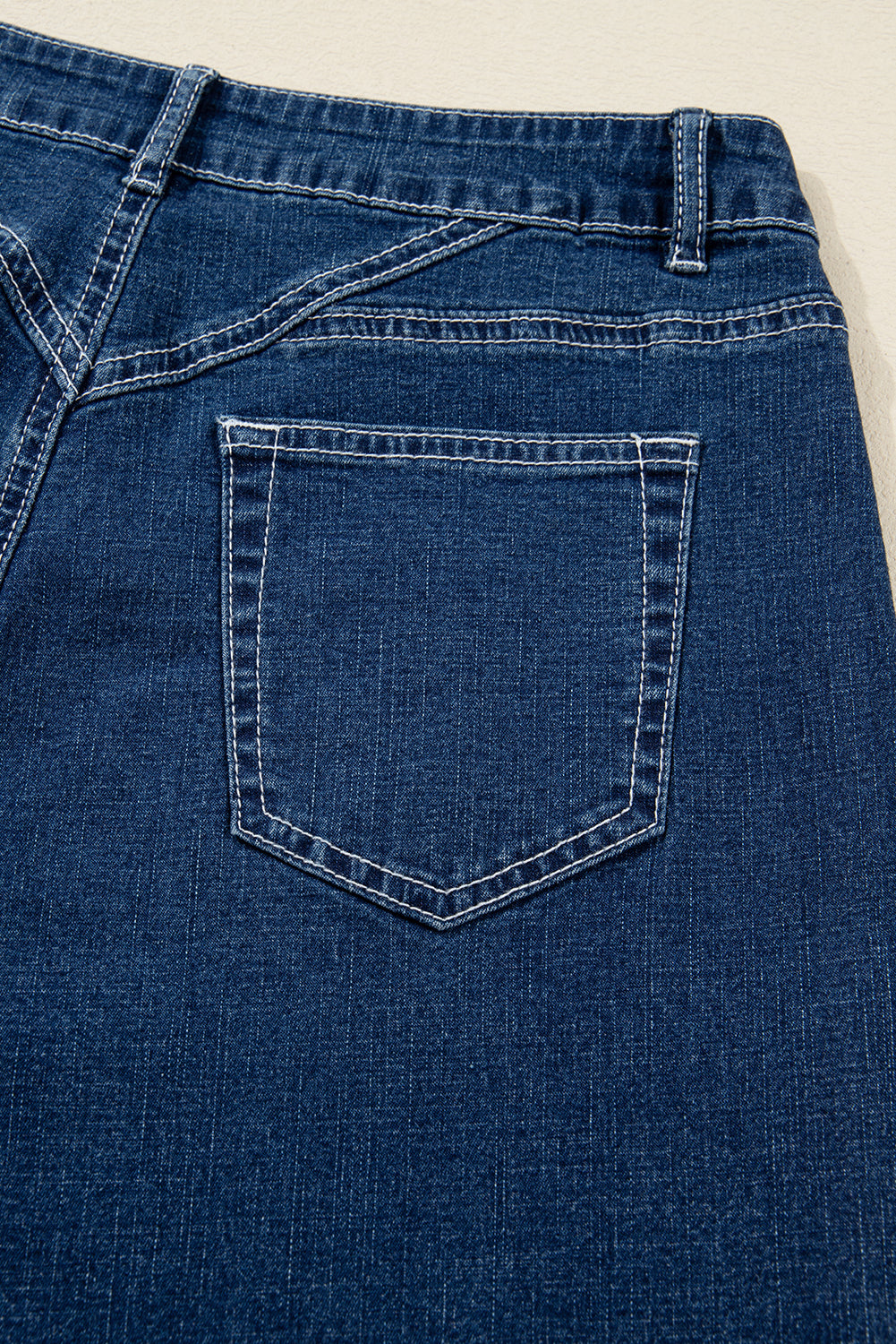 Sail Blue Stitched High Waist Loose Cuffed Jeans