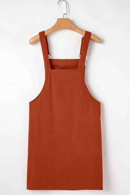 Sleeveless Corduroy Jumper Dress with Utility Pockets