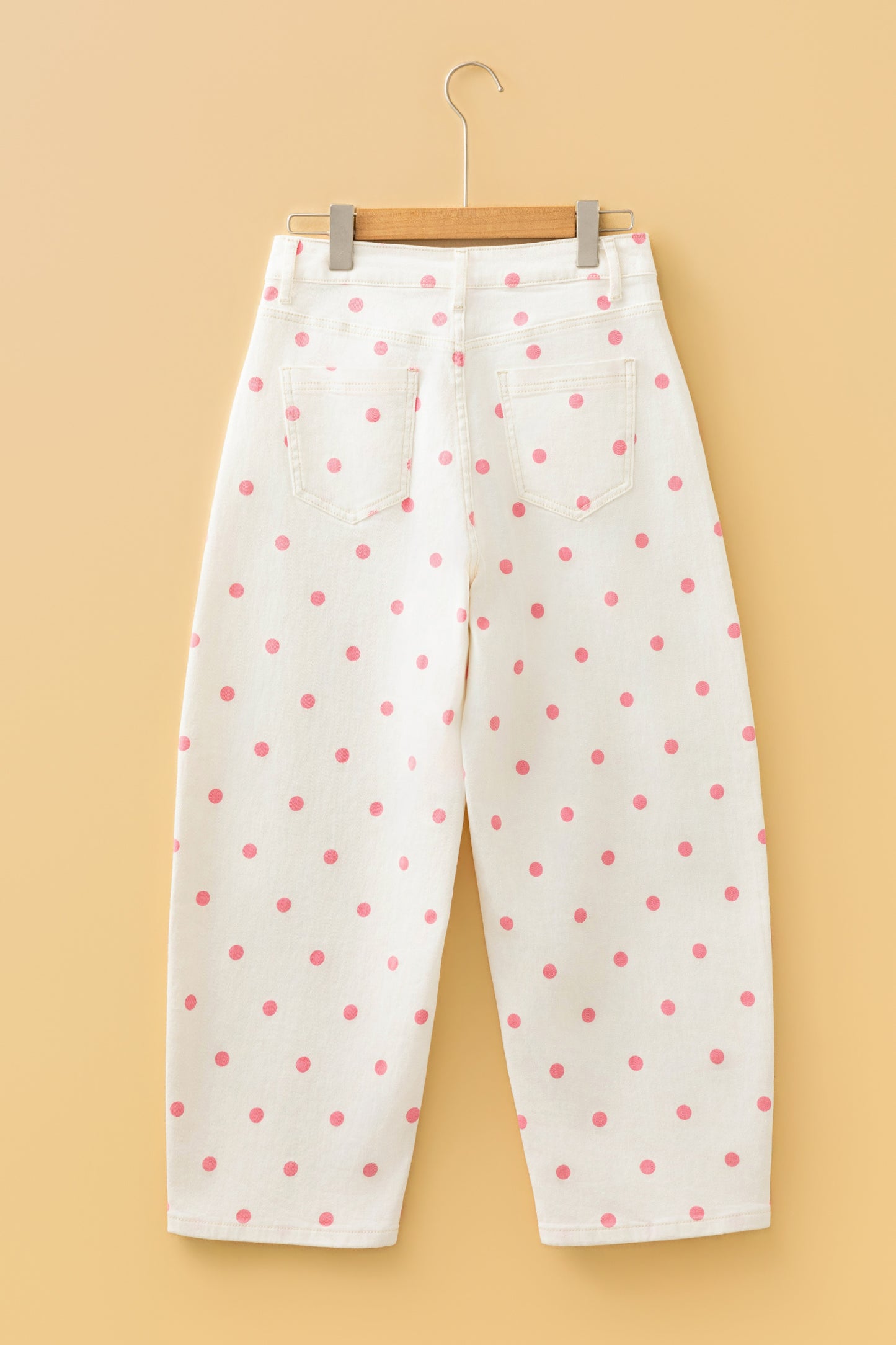 Blue Polka Dot Barrel Jeans High Waist Wide Leg Pants