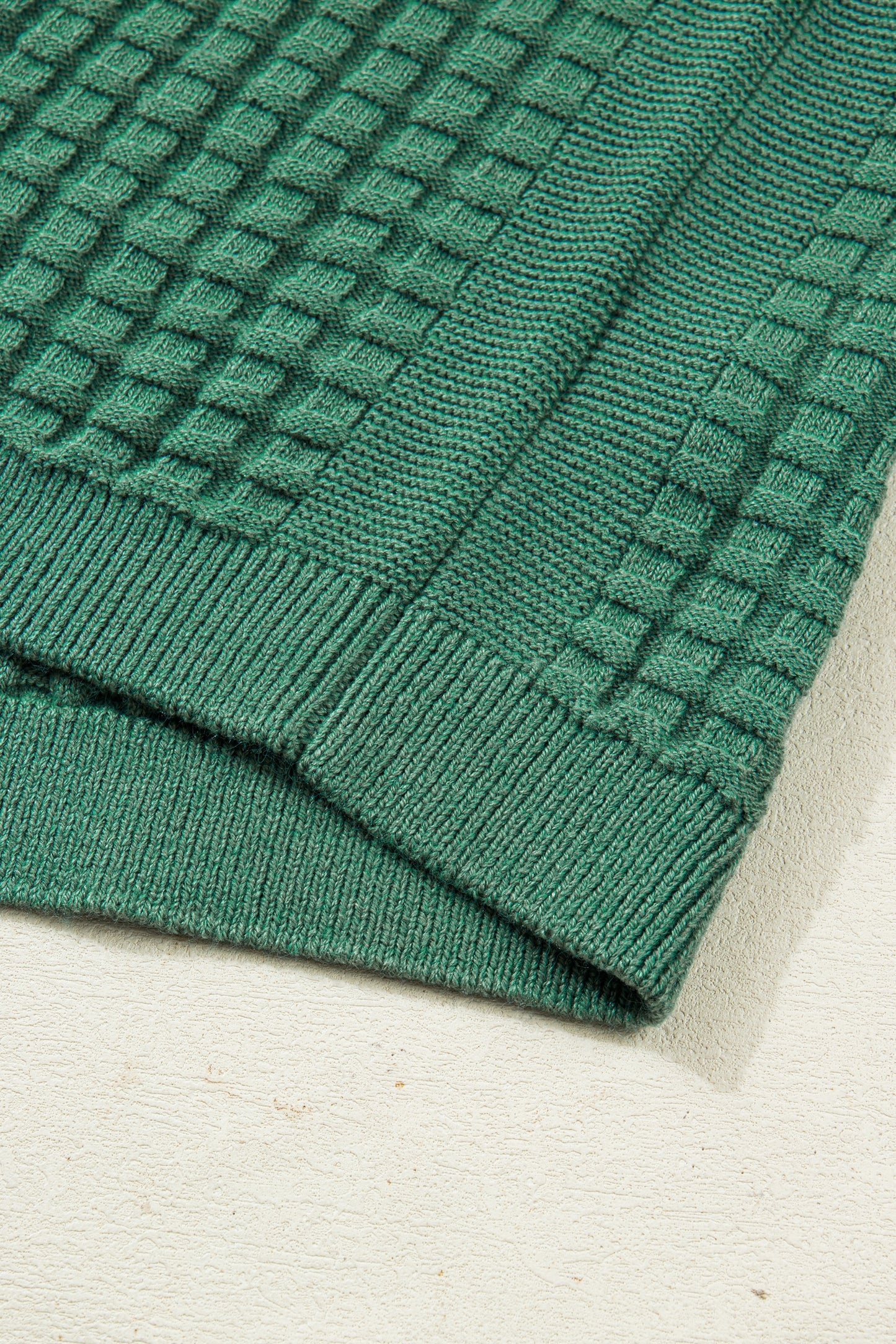 Mist Green Textured Knit Short Sleeve Sweater Top