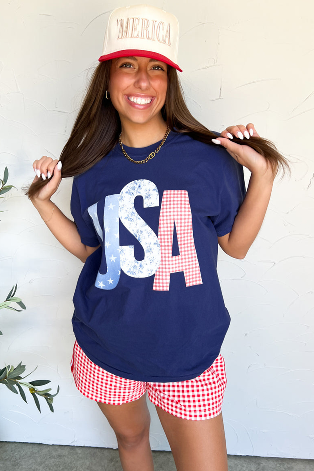 USA Graphic Tee Flag Day Independence Casual Top