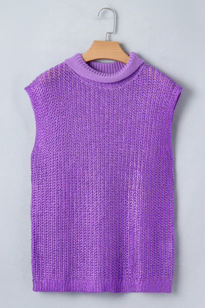 Mardi Gras Wisteria High Neck Knit Sweater Tee