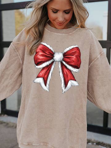 Christmas Big Bow Graphic Pullover Sweatshirt