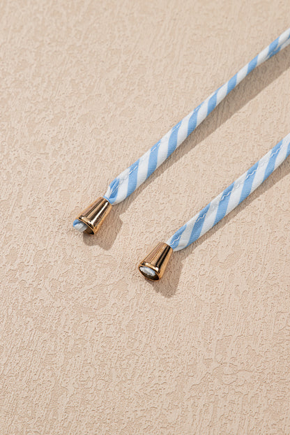 Sky Blue Floral Ruffle Sleeve Tie Neck Mini Dress