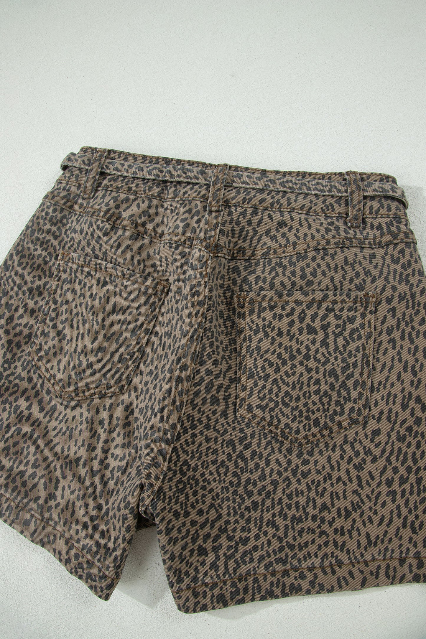 Leopard Print High Waist Loose Denim Shorts