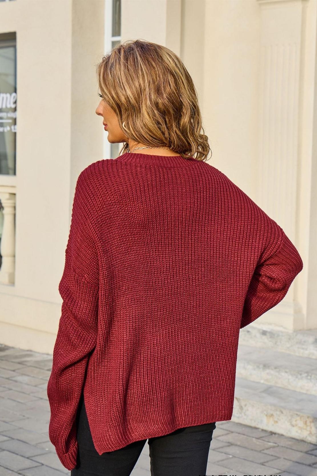 Oversized Pocket Knit Sweater – Loose Fit Pullover Top