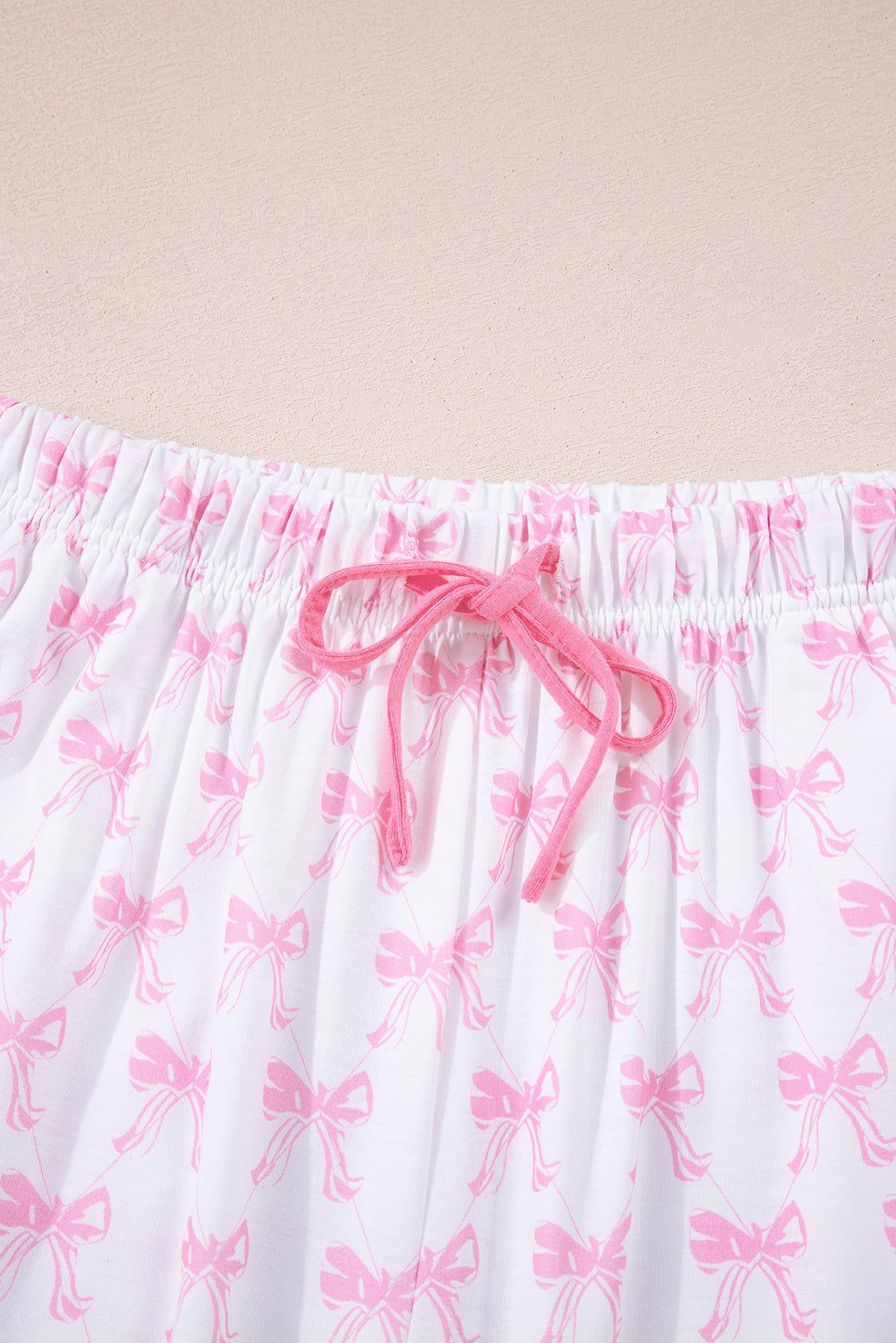 Soft Bow Print Long Sleeve Pajama Set with Pants
