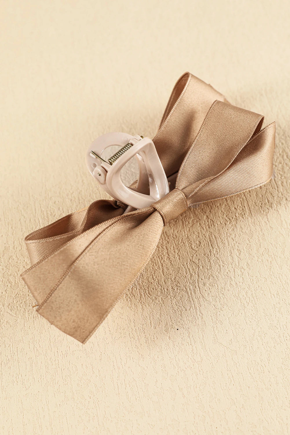 White Elegant Satin Bow Large Hair Claw Clip for Women