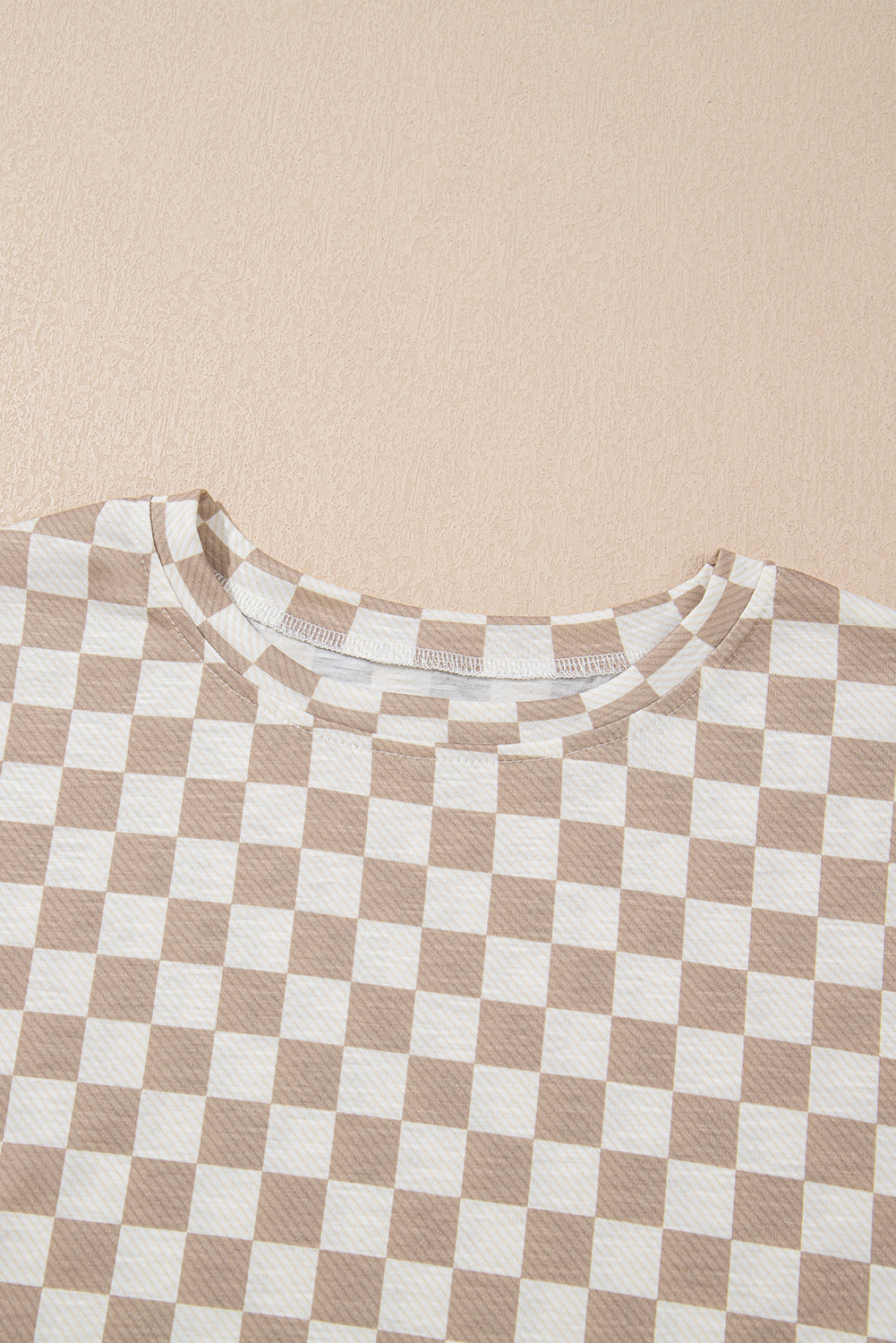 Brown Checkered Lounge Set Tee and High Waist Skort