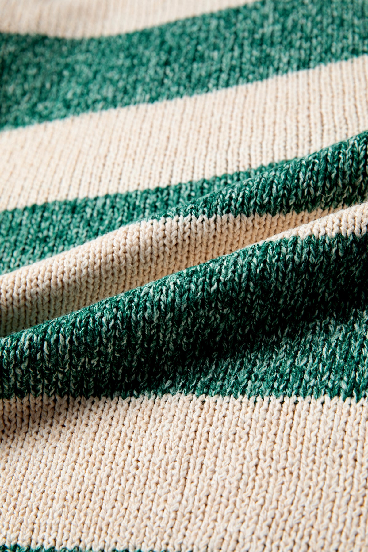 Green Stripe Drop Shoulder Knit Pullover Sweater