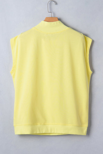 High Neck Cap Sleeve Loose Casual Top