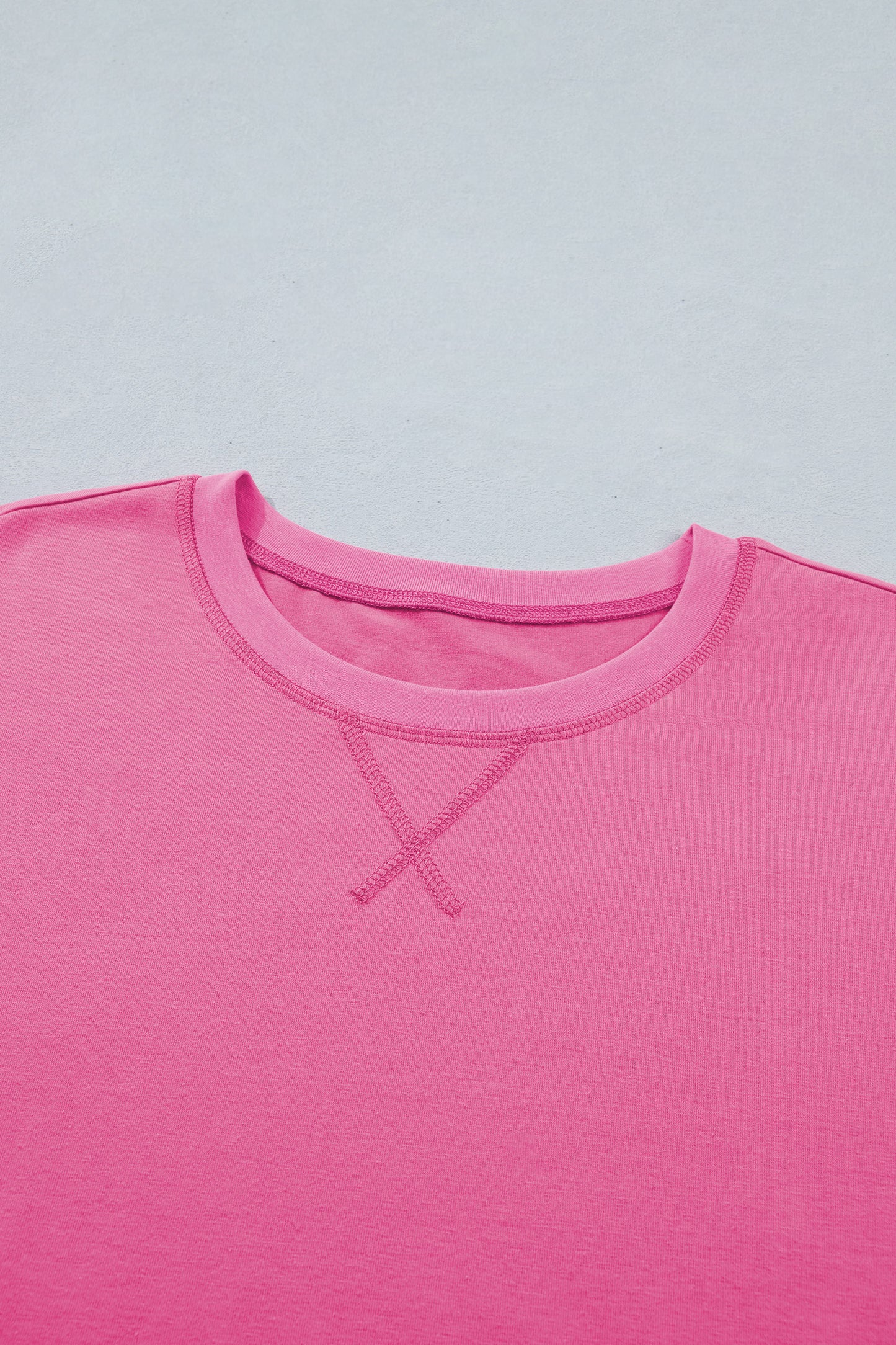 Bright Pink Lounge Set Rainbow Waistband Tee and Shorts
