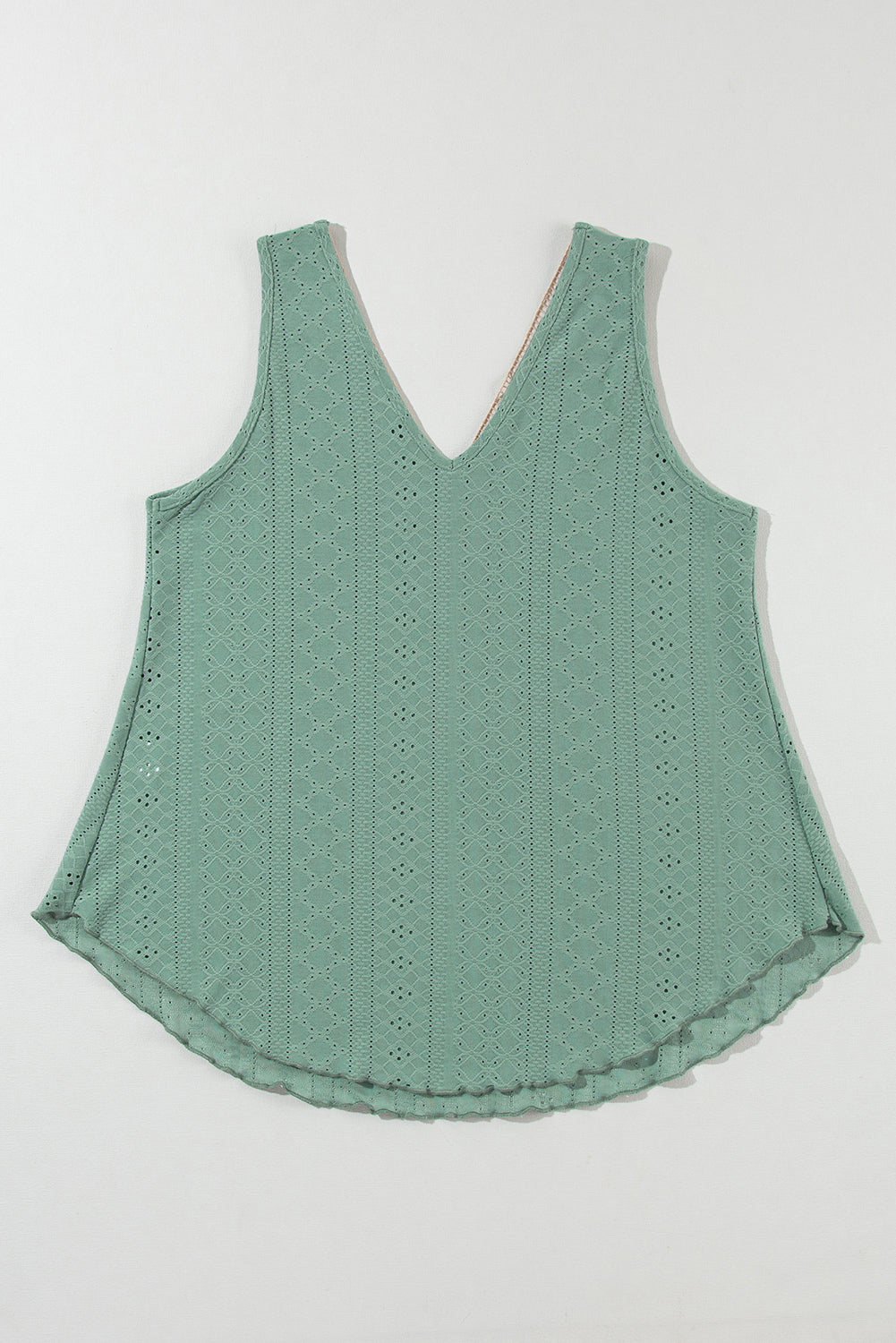 White Lace Crochet V Neck Tank Top Boho Eyelet Blouse