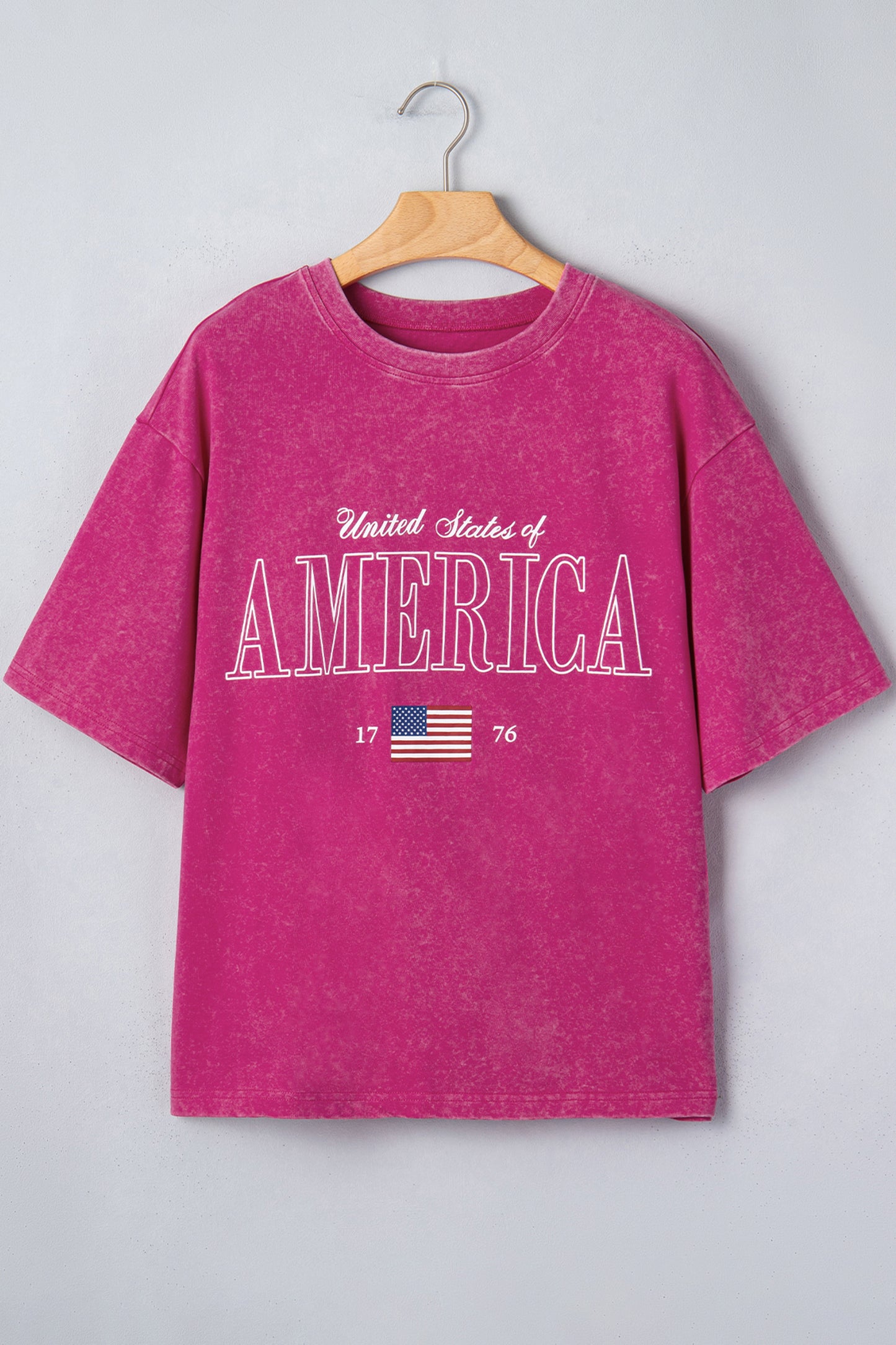 America 1776 Graphic Tee Mineral Wash Flag Day Shirt