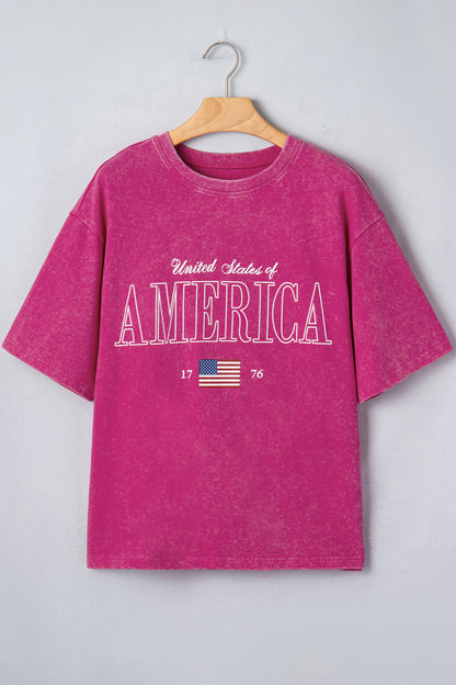 America 1776 Graphic Tee Mineral Wash Flag Day Shirt
