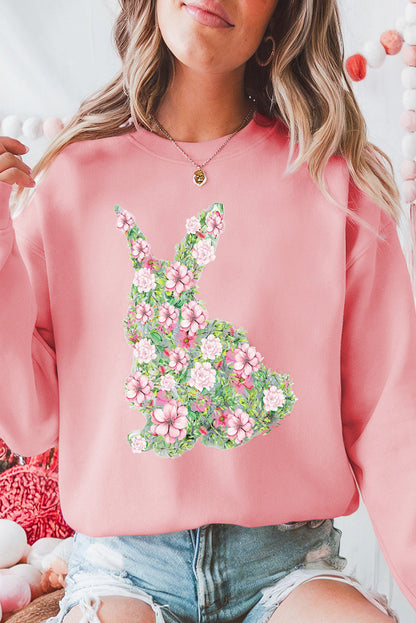 Spring Floral Bunny Easter Crewneck Sweatshirt