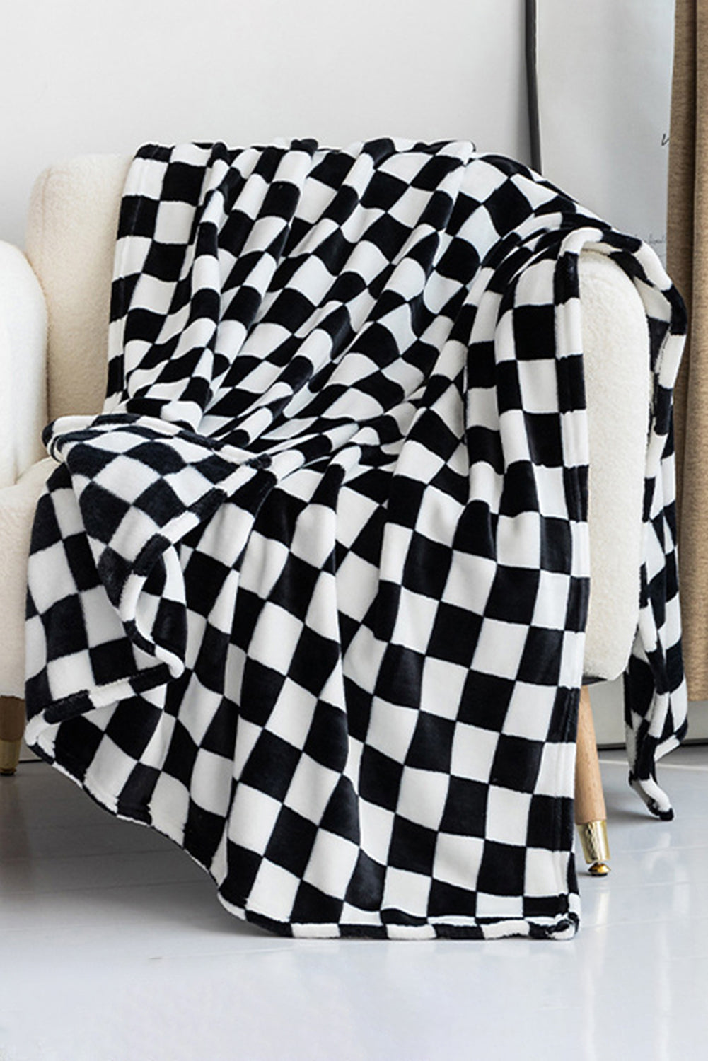 Yellow Checkerboard Printed Soft Throw Blanket 120*200cm