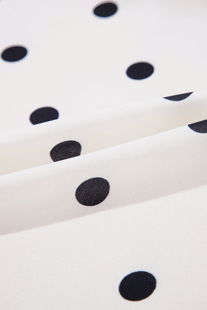 Polka Dot Peter Pan Collar Puff Sleeve Peplum Blouse