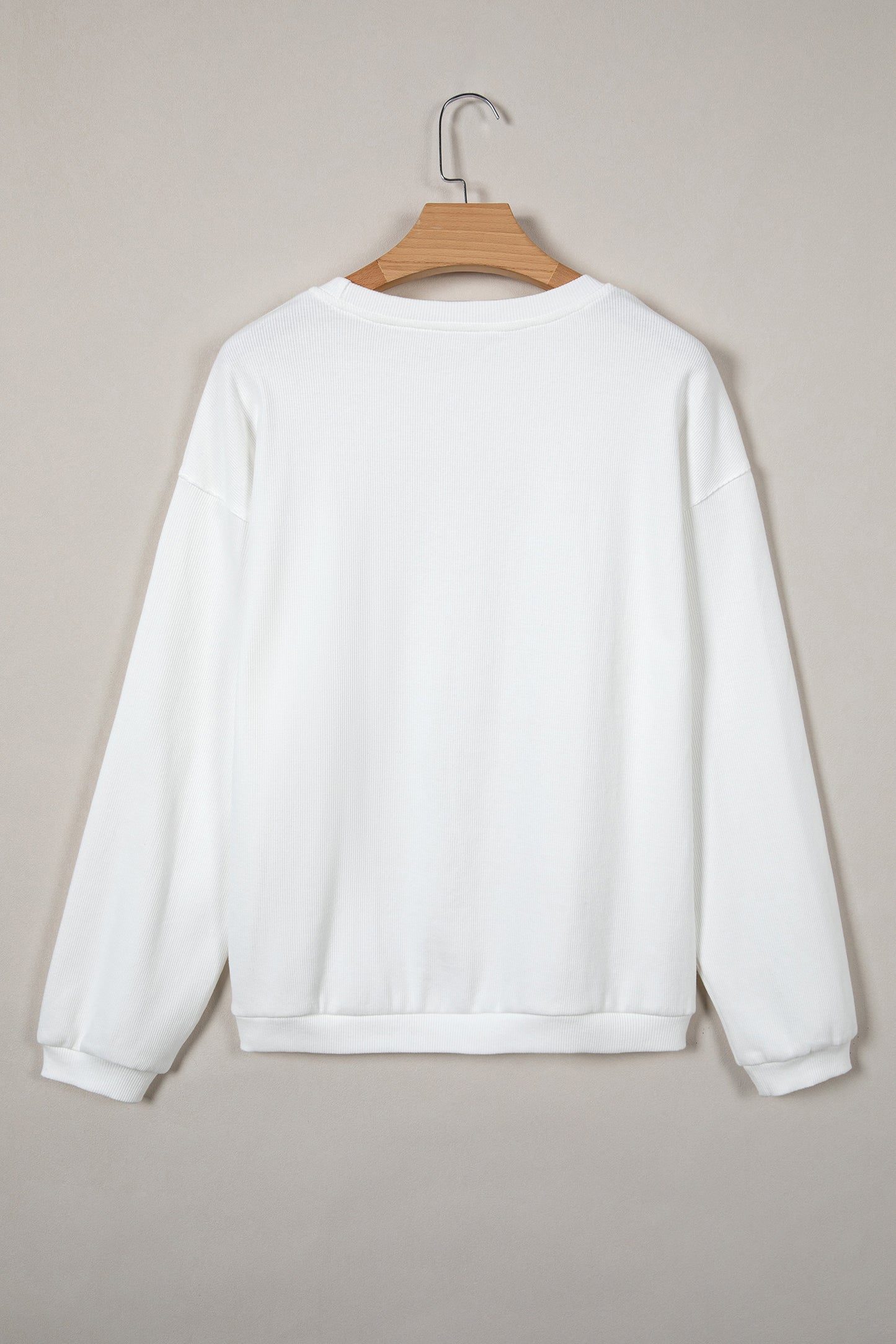 Pink XOXO Heart Embroidered Ribbed Knit Valentines Sweatshirt