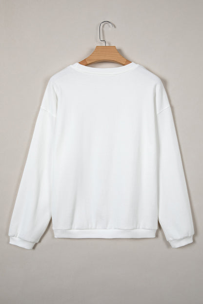 Pink XOXO Heart Embroidered Ribbed Knit Valentines Sweatshirt