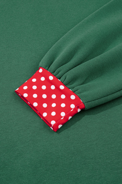 Red Polka Dot Trim Oversized Colorblock Sweatshirt