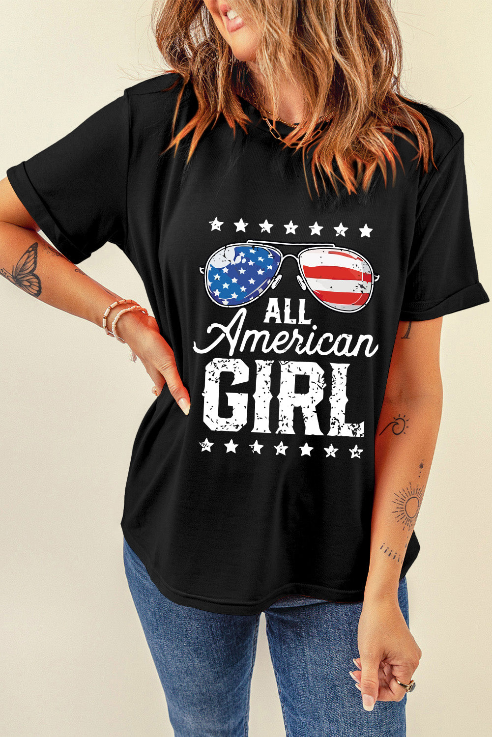 American Girl Graphic Tee Independence Day Flag Day Shirt