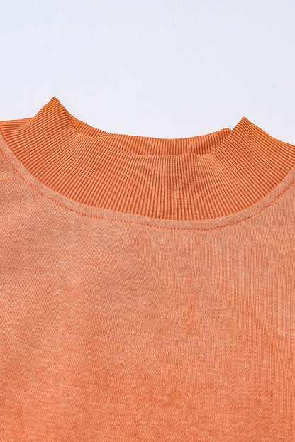 Orange Washed Drop Shoulder Crewneck Sweatshirt Oversized