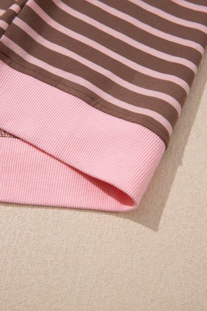 Women's Preppy Striped Collared Drawstring 2-Piece Set