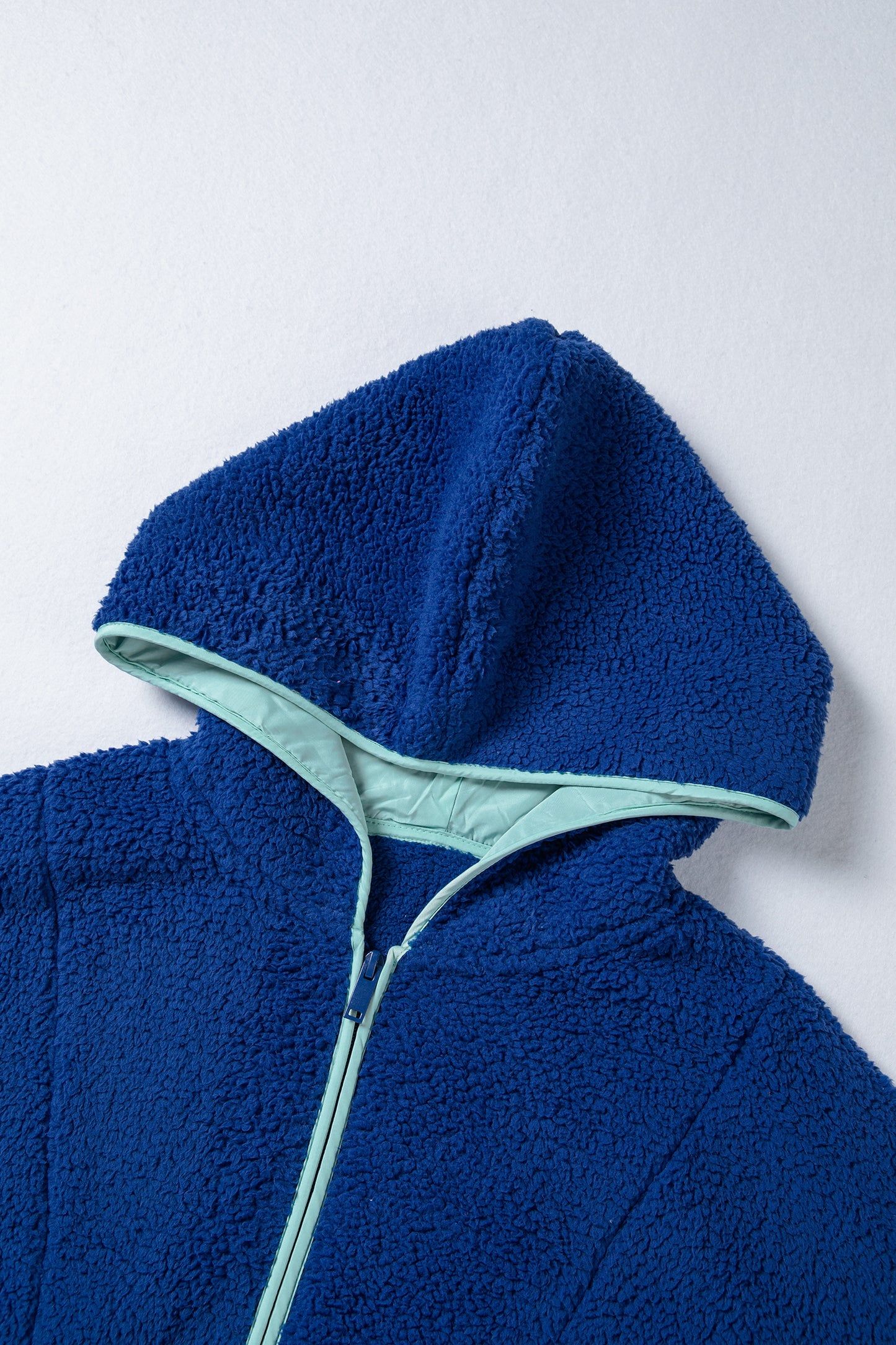 Cozy Sherpa Half Zip Pullover Hoodie with Contrast Trim
