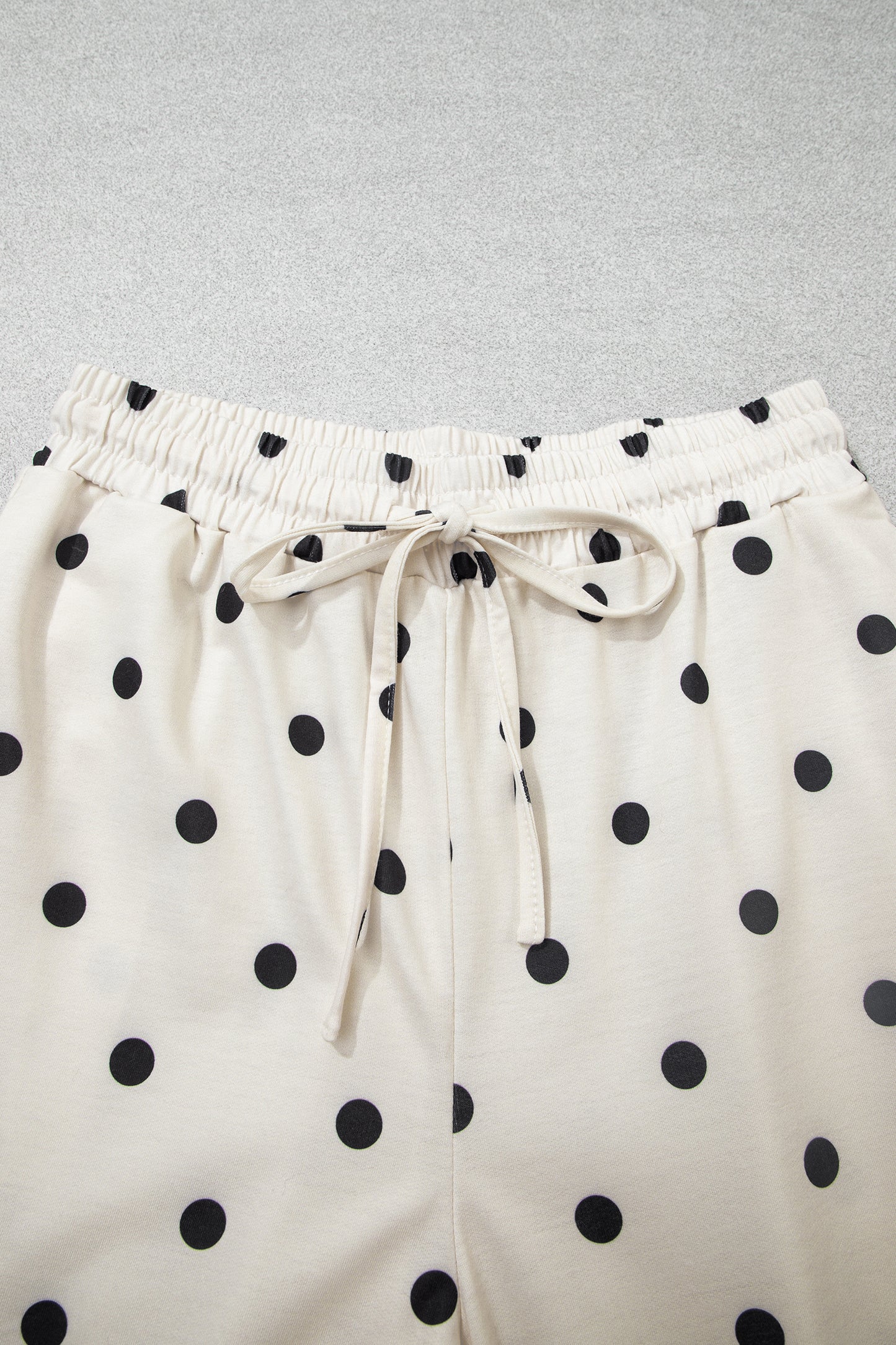 Polka Dot Puff Sleeve Wide Leg Two Piece Pants Set