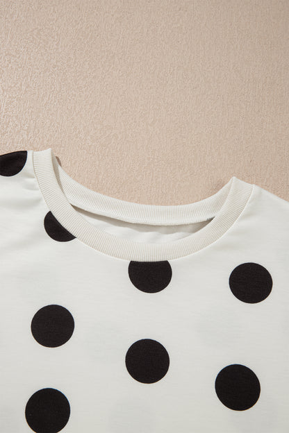 Polka Dot Lounge Set Tee and Drawstring Shorts Set
