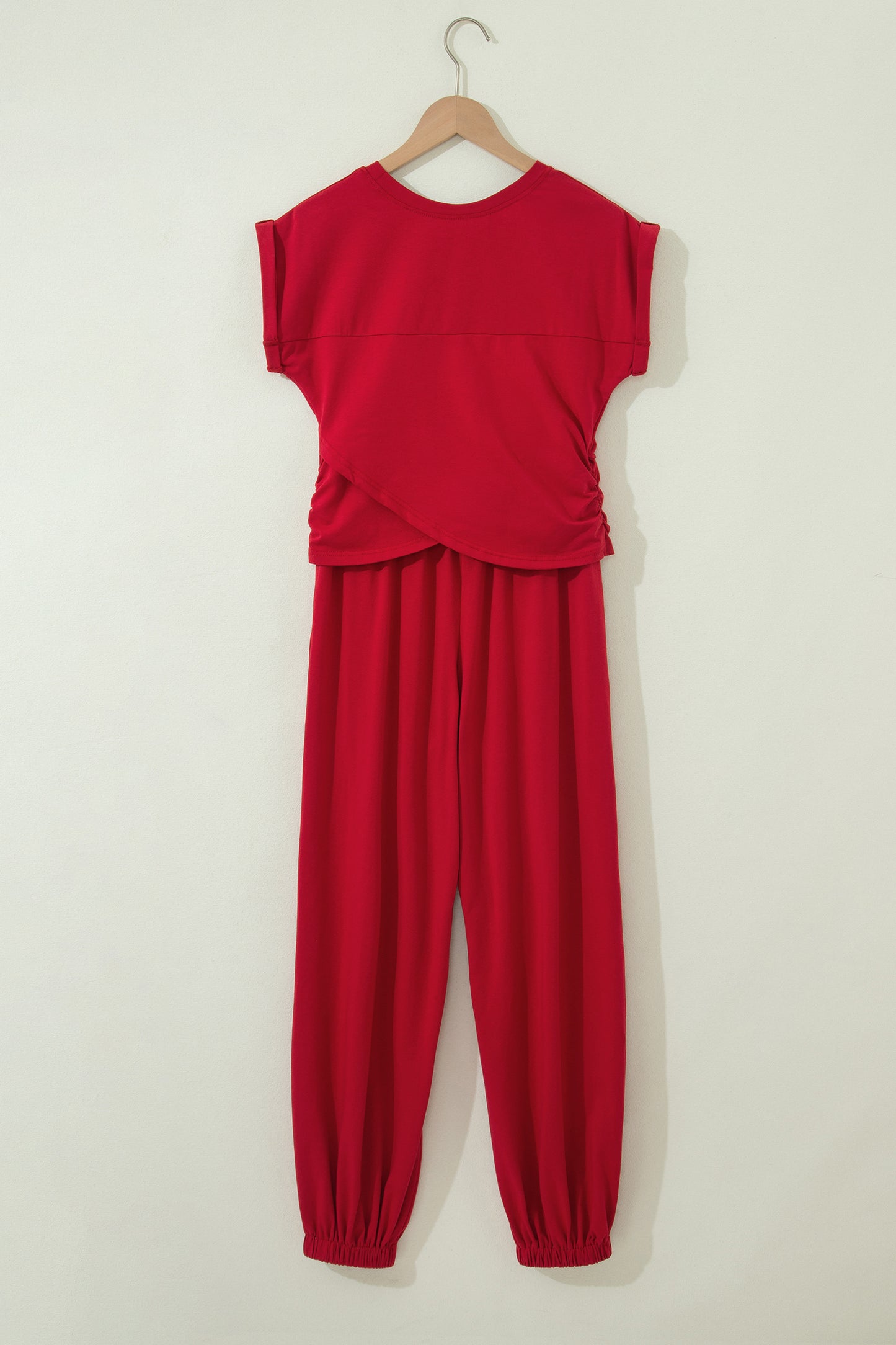 Women Short Sleeve Top Jogger Set Casual Summer Outfit