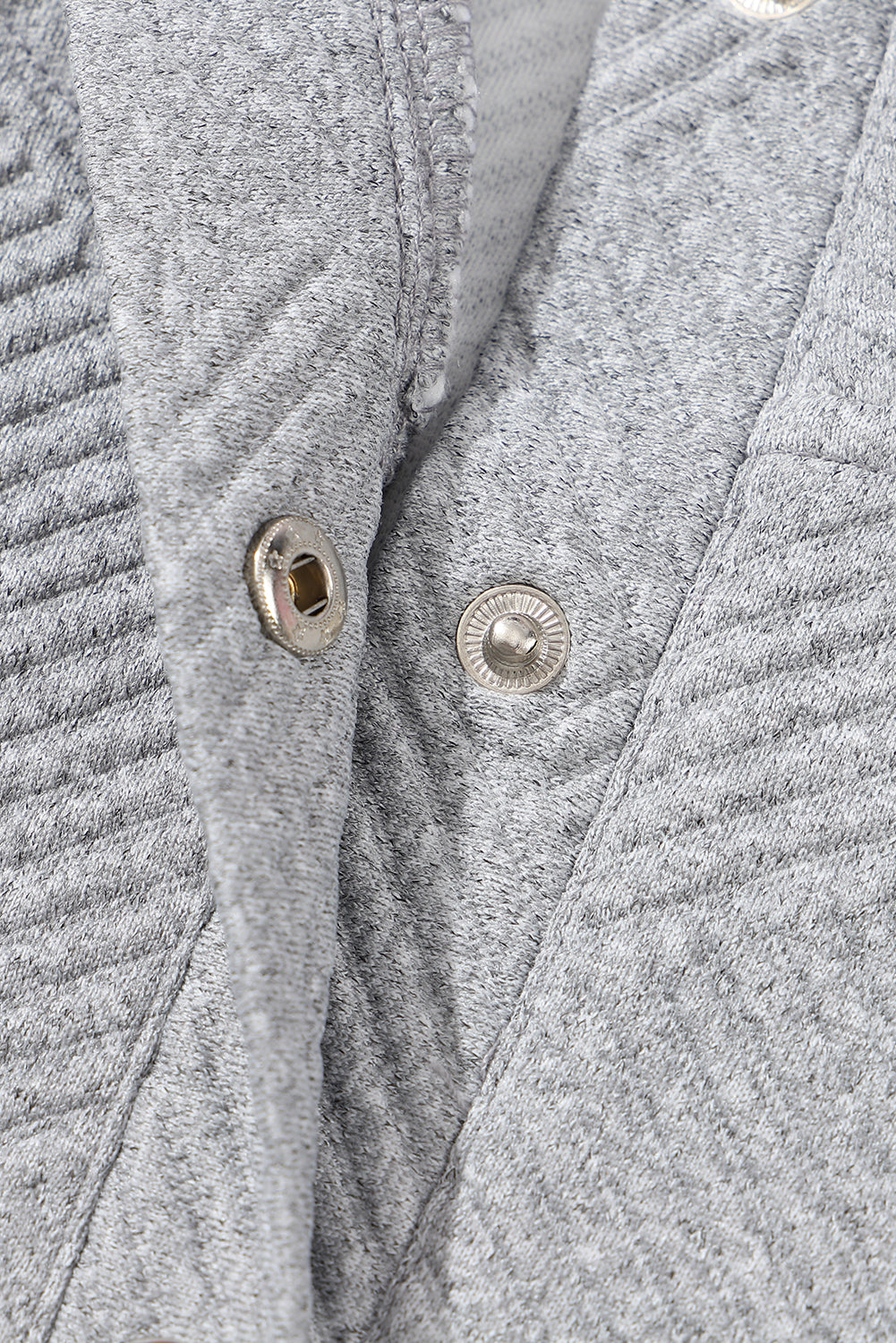 Pale Khaki Textured Knit Buttoned Kangaroo Pocket Sweatshirt