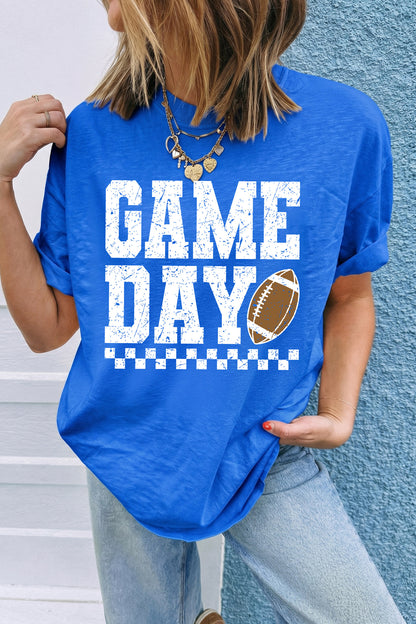 Back to School Game Day Football Checkered Graphic Tee