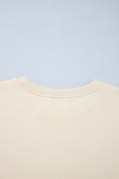Parchment HOWDY Letter Print Colorblock Side Stripe Long Sleeve Plus Size Set