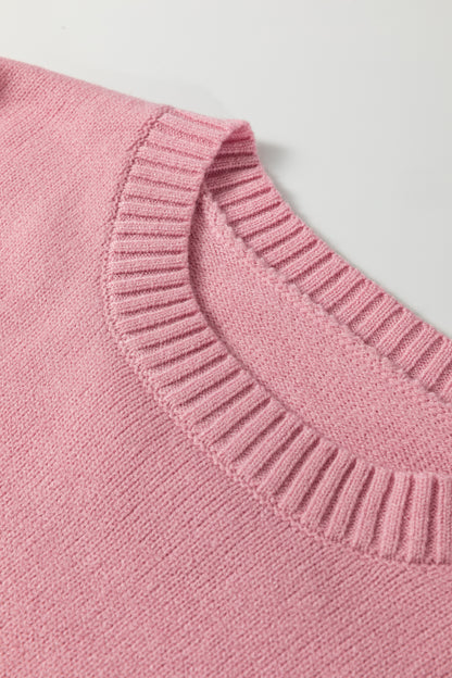 Valentine’s Day Light Pink Plaid Heart Crewneck Sweater