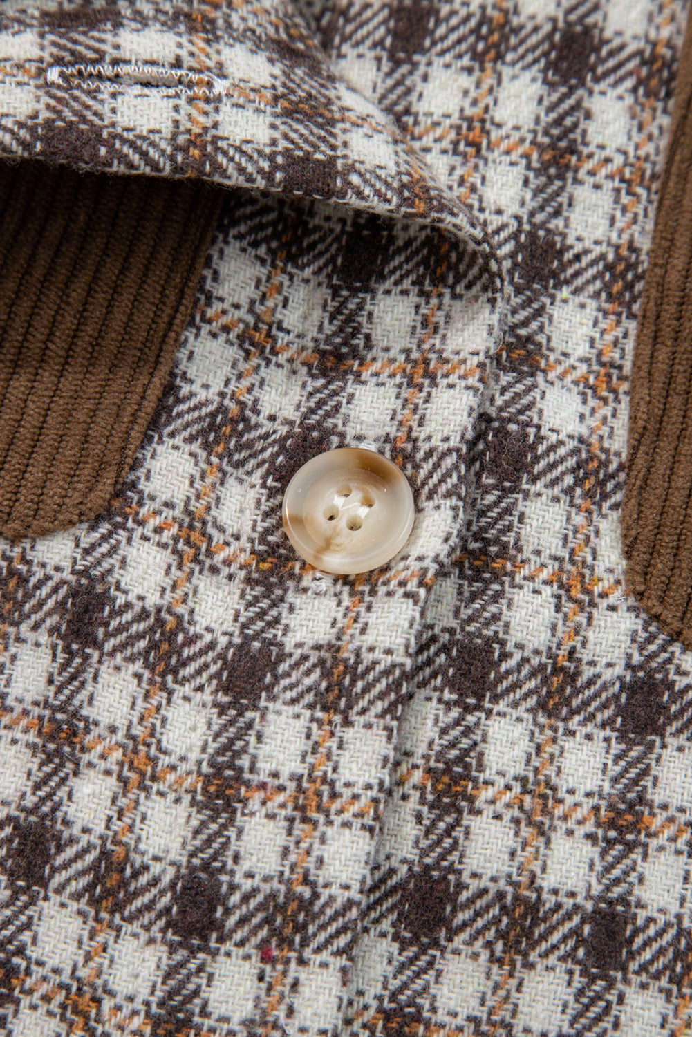 Plaid Shacket with Contrast Corduroy Flap Pockets