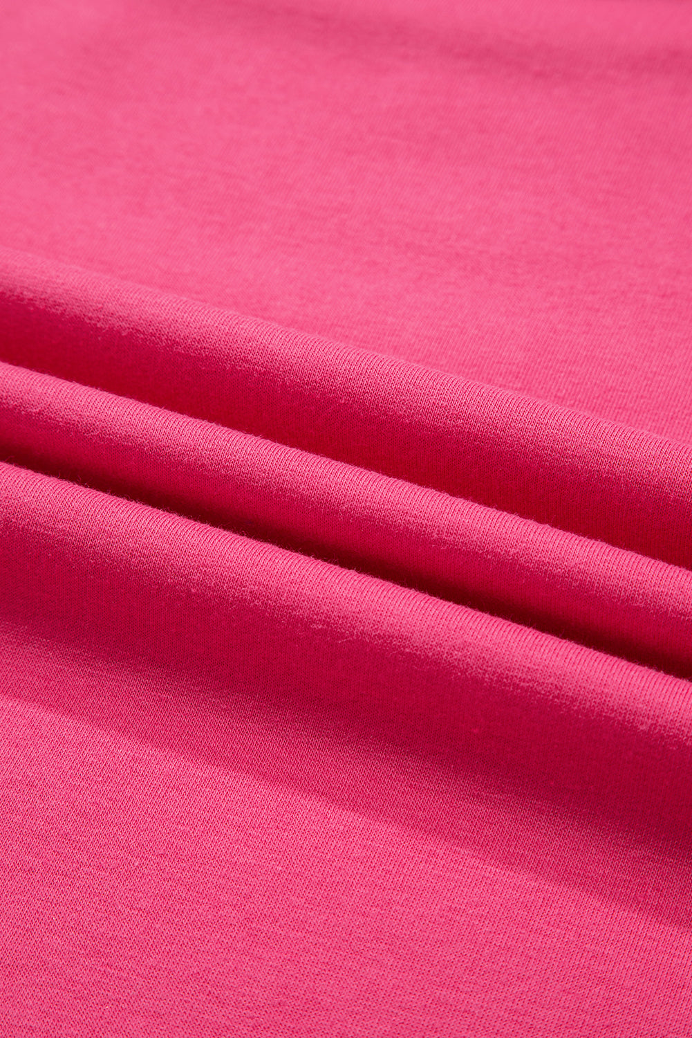 Bright Pink Patchwork Hemline Round Neck Casual Top